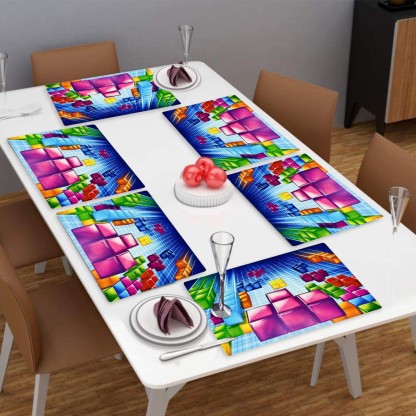 LooMantha Rectangular Pack of 6 Table Placemat  (Multicolor, PVC)