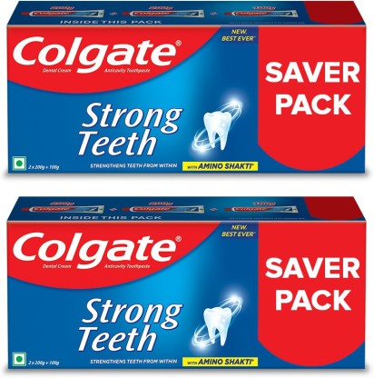 Colgate Strong Teeth Anticavity Toothpaste, India's No. 1 Toothpaste, Amino Shakti Formula Toothpaste  (1000 g, Pack of 2)