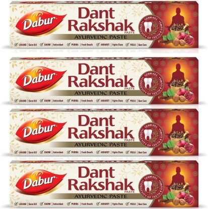Dabur Dant Rakshak Paste | Contains the goodness of 32 Ayurvedic Herbs for Germ Kill & Longevity of Teeth & Gums - 175 g (Pack of 4) Toothpaste  (700 g, Pack of 4)