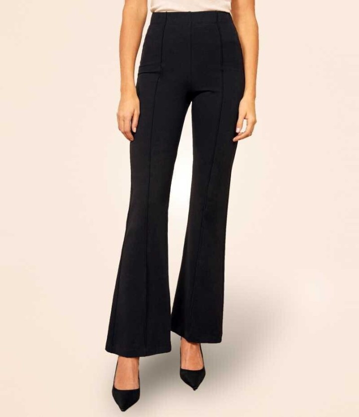Women Regular Fit Black Viscose Rayon Trousers