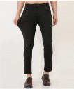 Regular Fit Men Black Lycra Blend Trousers