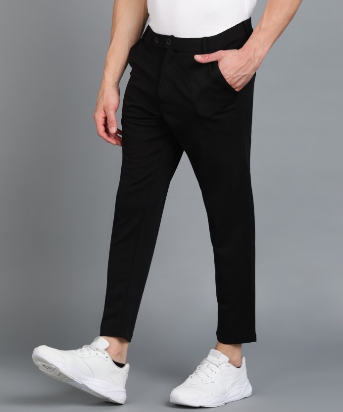 Regular Fit Men Lycra Blend Black Lycra Blend Trousers