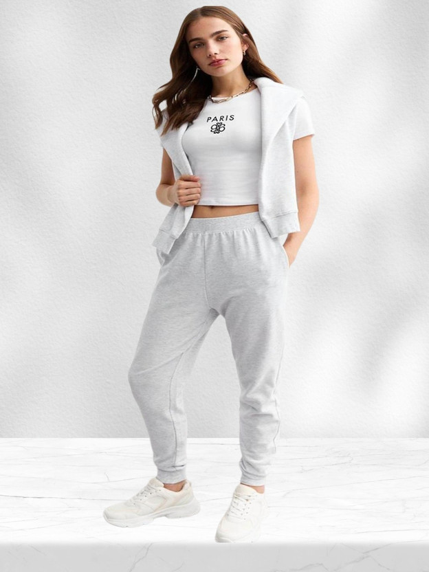 Women Regular Fit Grey Viscose Rayon Trousers