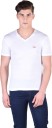 Solid Men V Neck White T-Shirt