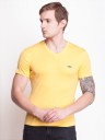 Solid Men V Neck Yellow T-Shirt