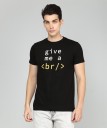 Printed Men Round Neck Black T-Shirt