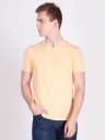 Self Design Men V-Neck Beige T-Shirt