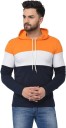 Color Block Men Hooded Neck Dark Blue T-Shirt