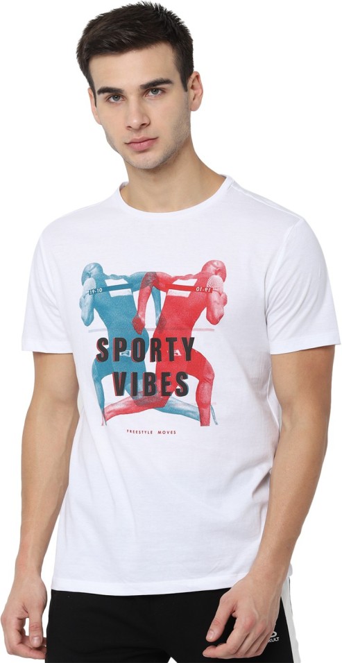 Printed Men Round Neck White T-Shirt