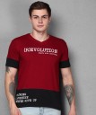 Color Block Men V Neck Multicolor T-Shirt