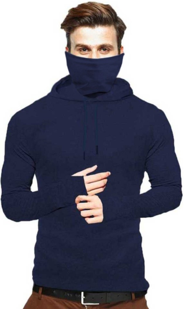 Solid Men Hooded Neck Multicolor T-Shirt