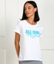 Printed Women Round Neck White T-Shirt