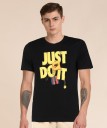Printed Men Round Neck Black T-Shirt