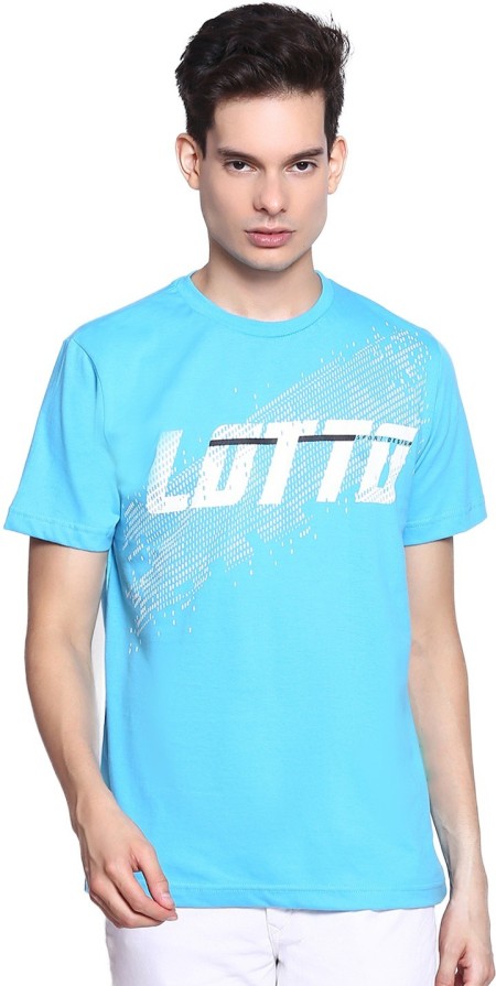 Printed Men Round Neck Blue T-Shirt