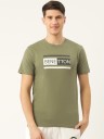 Solid Men Round Neck Green T-Shirt