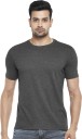 Men Solid Round Neck Pure Cotton Grey T-Shirt