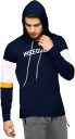 Printed Men Hooded Neck Dark Blue, White T-Shirt
