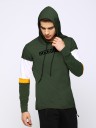 Printed Men Hooded Neck Green, White T-Shirt