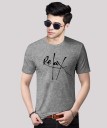Typography Men Round Neck Grey T-Shirt