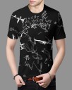 Printed Men Round Neck Black T-Shirt