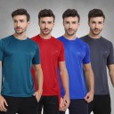 Pack of 4 Men Solid Round Neck Multicolor T-Shirt