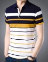 Men Colorblock Polo Neck Cotton Blend Yellow T-Shirt