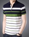 Men Colorblock Polo Neck Cotton Blend Green T-Shirt