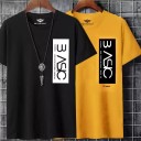 Pack of 2 Striped Men Round Neck Black, Yellow T-Shirt