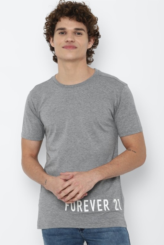 Men Solid Round Neck Polycotton Grey T-Shirt