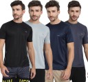 Pack of 4 Solid Men Round Neck Multicolor T-Shirt