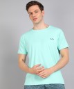 Solid Men Round Neck Light Blue T-Shirt