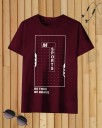 Printed Men Round Neck Maroon T-Shirt