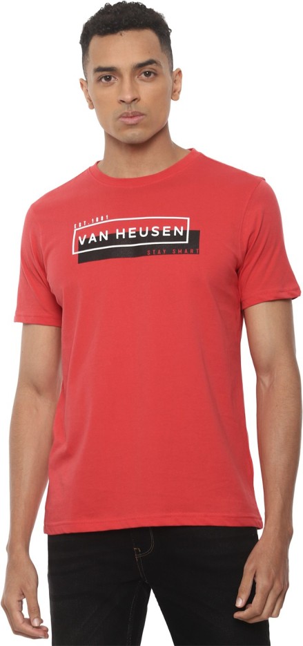 Solid Men Round Neck Orange T-Shirt