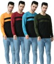 Pack of 4 Men Colorblock Round Neck Polyester Multicolor T-Shirt