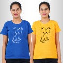 Pack of 2 Women Printed Round Neck Cotton Blend Multicolor T-Shirt