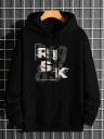 Men Printed Hooded Neck Cotton Blend Black T-Shirt