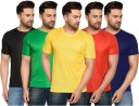 Pack of 5 Solid Men Round Neck Multicolor T-Shirt