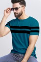 Men Striped Round Neck Blue, Black T-Shirt