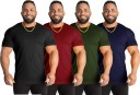 Pack of 4 Men Solid Round Neck Polyester Dark Green, Maroon, Black, Navy Blue T-Shirt