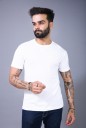 Men Solid Round Neck Cotton Blend White T-Shirt