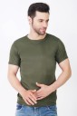 Men Solid Round Neck Polyester Dark Green T-Shirt