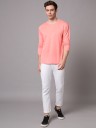 Men Solid Round Neck Polyester Pink T-Shirt