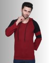 Solid Men Hooded Neck Pure Cotton Maroon T-Shirt