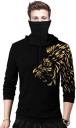 Printed Men Hooded Neck Black T-Shirt