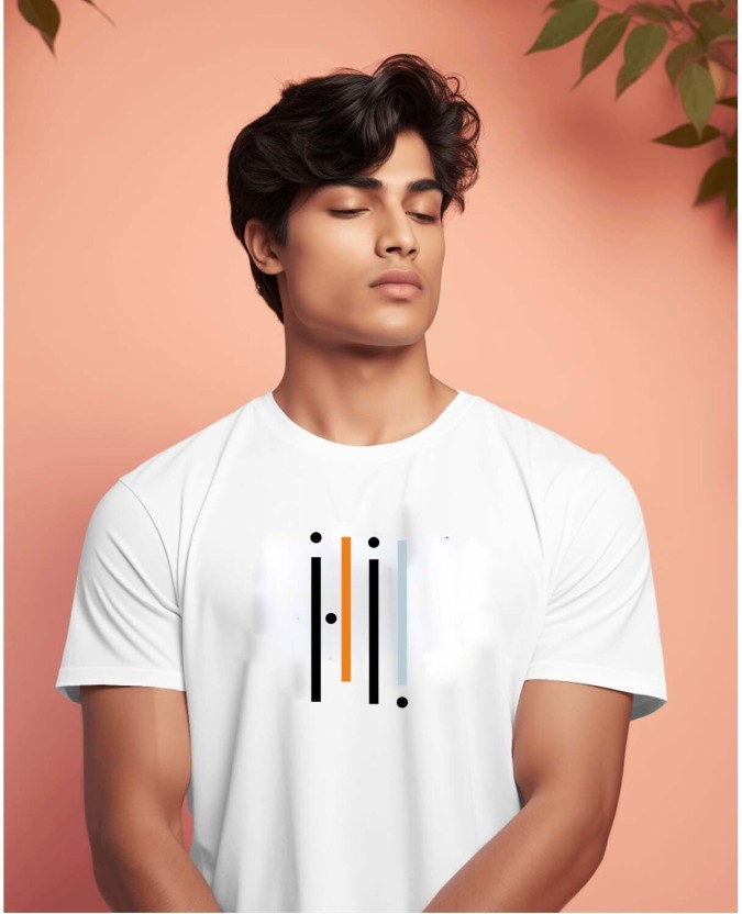 Graphic Print Men Round Neck Cotton Blend White T-Shirt