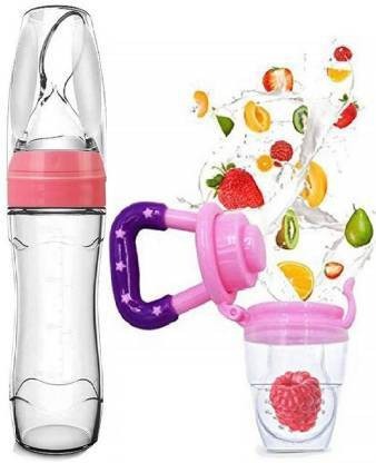 Honey Boo Baby Squeezy Food Grade Silicone Bottle Feeder for Baby Feeding Teether and Feeder Teether and Feeder  (Multicolor)