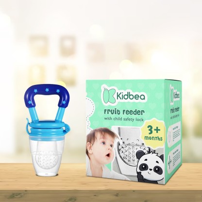 KIdbea Silicone Food/Fruit Nibbler with Extra Mesh, Soft Pacifier Teether and Feeder  (Blue)