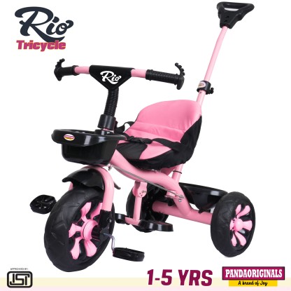 Pandaoriginals RIO PREMIUM HEAVY DUTY TRICYCLE AGE 1-5 YRS| STRONGEST FRAME, WEIGHT CAP: 40KGS Tricycle  (Pink, Black)