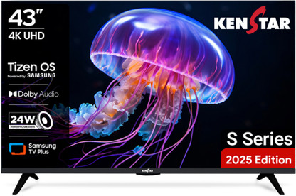 Kenstar 109 cm (43 inch) Ultra HD (4K) LED Smart Tizen TV 2025 Edition with Metal Frameless Design | 24W Dolby Audio | Samsung TV Plus (100+ Free Channels) | Voice enabled Smart Remote  (43UHDTDKEETB)