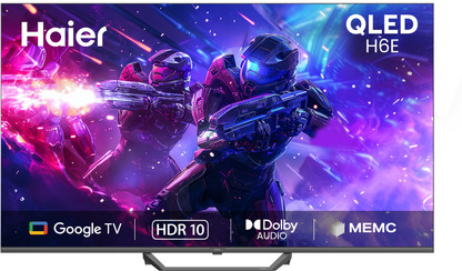 Haier H6E 108 cm (43 inch) QLED Ultra HD (4K) Smart Google TV 2025 Edition with HDR10| Auto Low Latency Mode (ALLM)| HDMI 2.1| Voice Control with Google TV ("Ok| Google")| Metallic Bezel-less Design.  (43H6E)